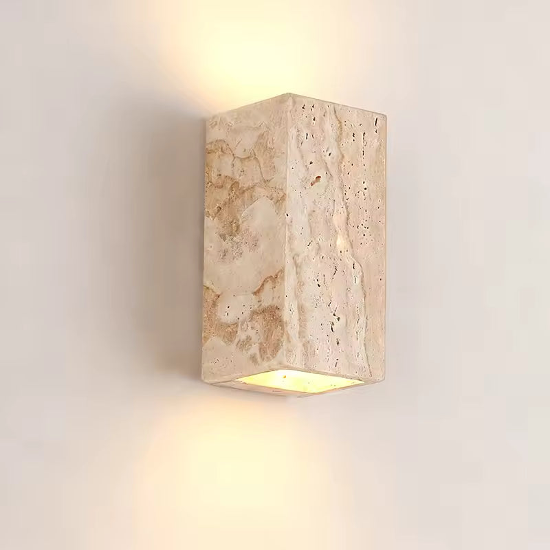 Travertine Up & Down Outdoor Wall Light | Natural Stone LED Exterior Sconce IP65