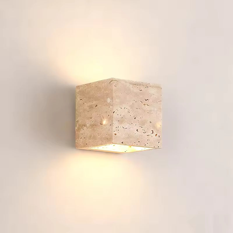 Travertine Up & Down Outdoor Wall Light | Natural Stone LED Exterior Sconce IP65