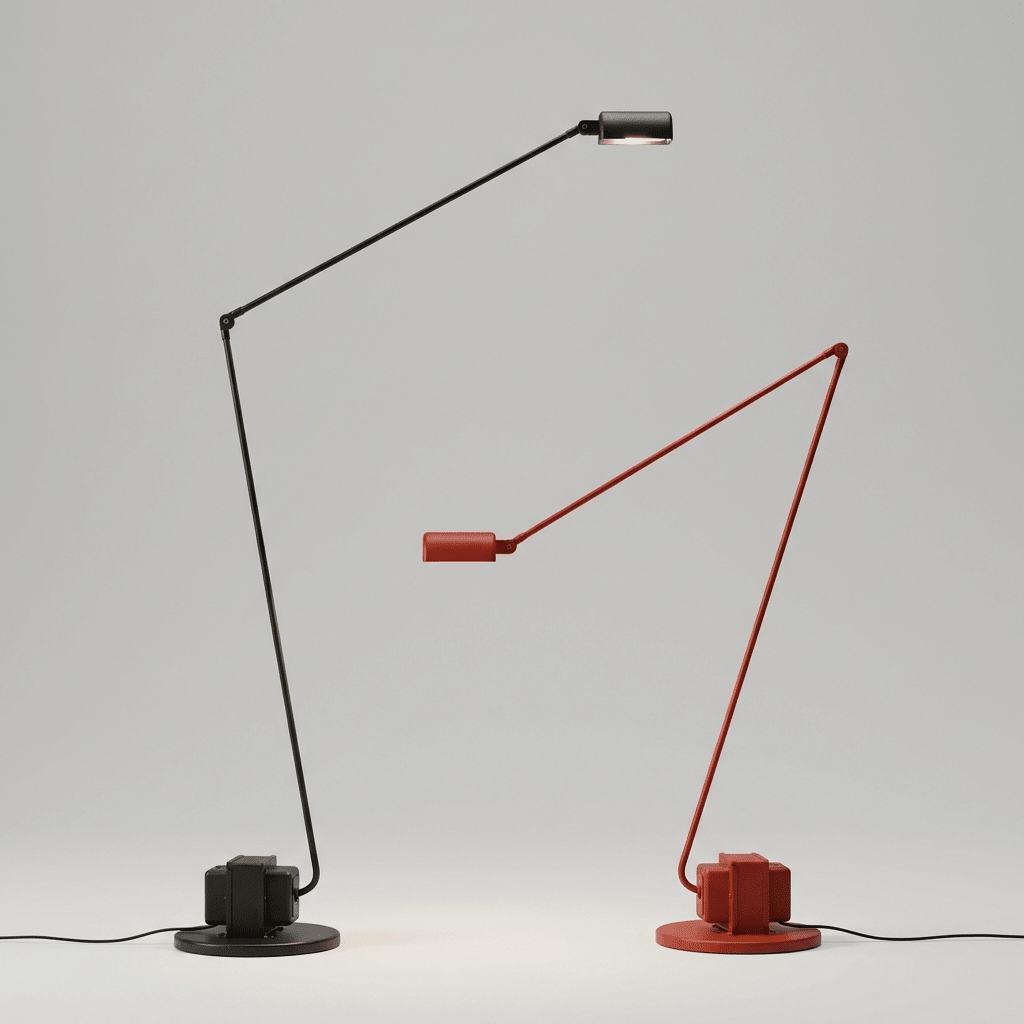 Adjustable Floor Lamp | Slim Metal LED Reading Lamp with Articulated Arm Lamps for modern home decor in Black color