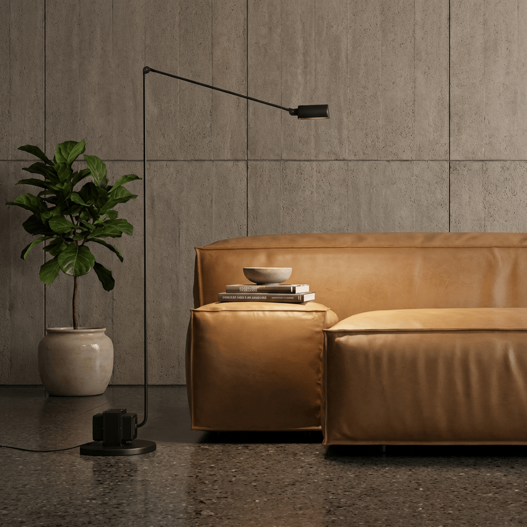 Adjustable Floor Lamp | Slim Metal LED Reading Lamp with Articulated Arm Lamps for modern home decor in Black color