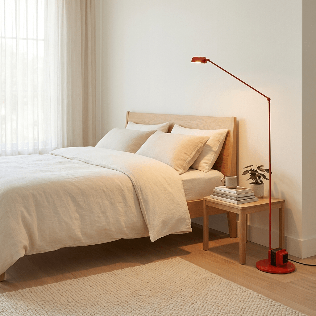 Adjustable Floor Lamp | Slim Metal LED Reading Lamp with Articulated Arm Lamps for modern home decor in Black color