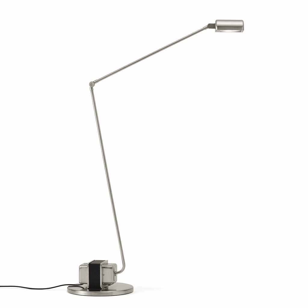Adjustable Floor Lamp | Slim Metal LED Reading Lamp with Articulated Arm Lamps for modern home decor in Nickel color