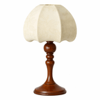 Antique Fabric Table Lamp | Bamboo Wood Mid - Century Modern Design | Warm LED Lighting for modern home decor in Button Switch color