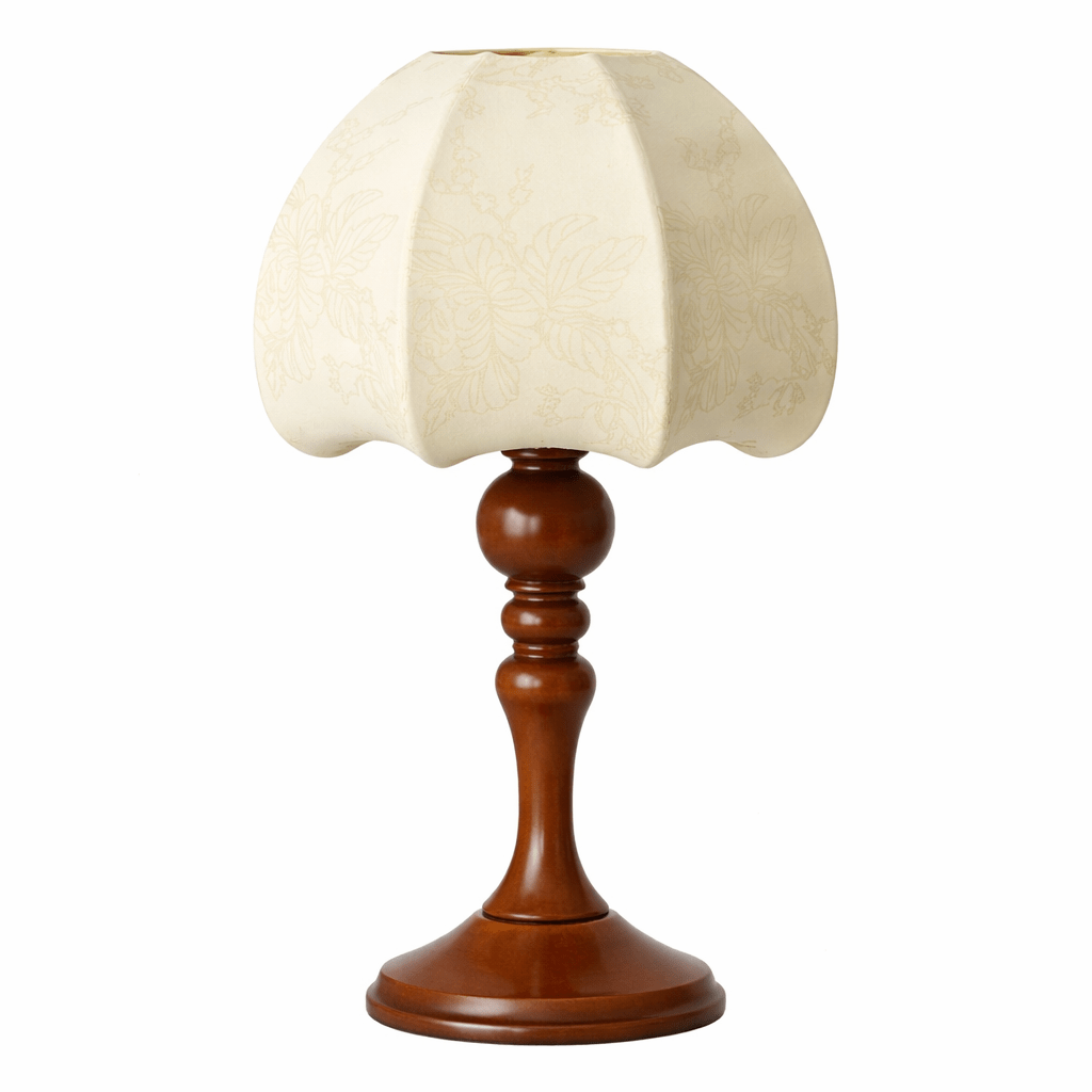 Antique Fabric Table Lamp | Bamboo Wood Mid - Century Modern Design | Warm LED Lighting for modern home decor in Button Switch color