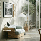 Arc Floor Lamp | Bent Beech Wood Standing Lamp with Linen Shade for Living Room Floor Lamps for modern home decor in White color