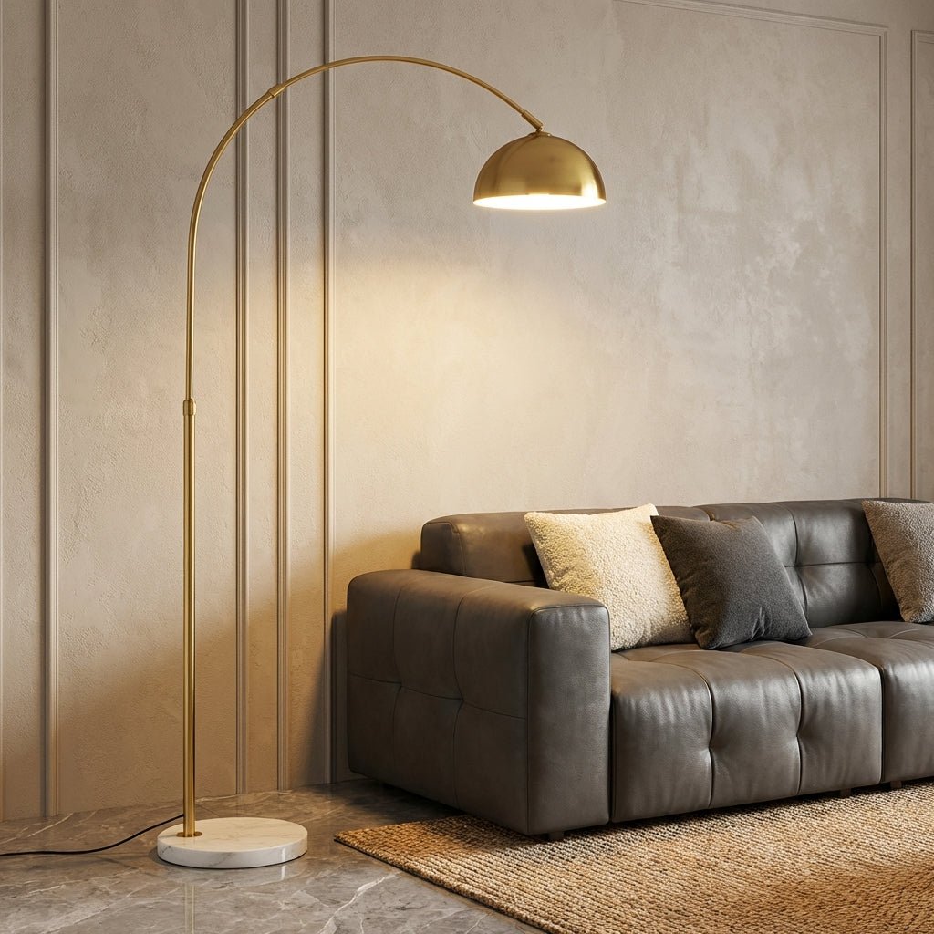 Arc Floor Lamp with Marble Base | Adjustable Modern E27 Living Room Light Floor Lamps for modern home decor in Black color