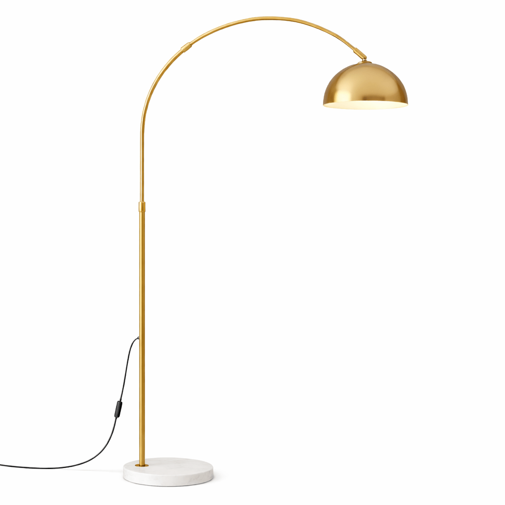 Arc Floor Lamp with Marble Base | Adjustable Modern E27 Living Room Light Floor Lamps for modern home decor in Gold color