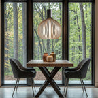 Bamboo Pendant Light | Rustic Wooden Cage E27 Ceiling Light Fixture Pendant Lights for modern home decor in Black color