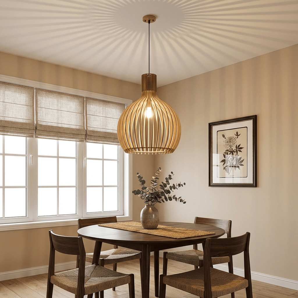 Bamboo Pendant Light | Rustic Wooden Cage E27 Ceiling Light Fixture Pendant Lights for modern home decor in Black color