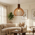 Bamboo Pendant Light | Rustic Wooden Cage E27 Ceiling Light Fixture Pendant Lights for modern home decor in Black color