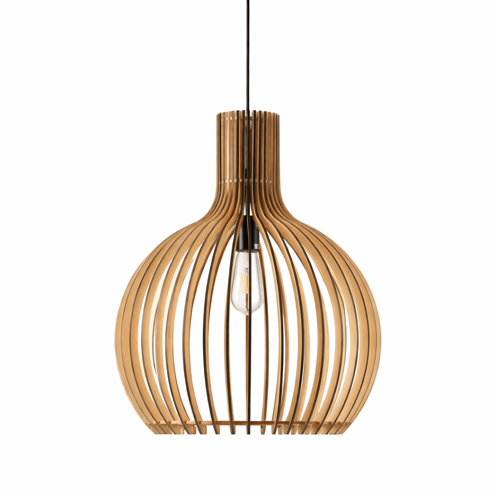 Bamboo Pendant Light | Rustic Wooden Cage E27 Ceiling Light Fixture Pendant Lights for modern home decor in Black color