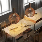 Bamboo Pendant Light | Rustic Wooden Cage E27 Ceiling Light Fixture Pendant Lights for modern home decor in Black color