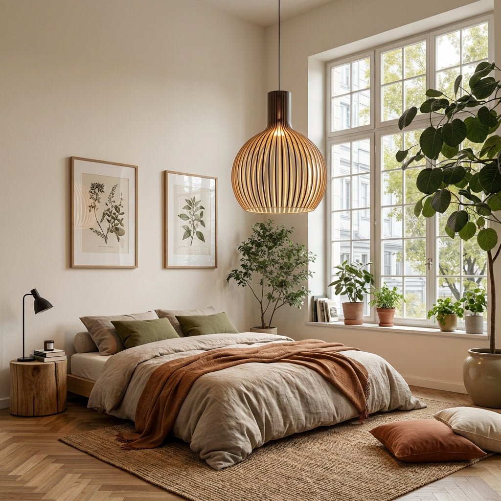 Bamboo Pendant Light | Rustic Wooden Cage E27 Ceiling Light Fixture Pendant Lights for modern home decor in Black color