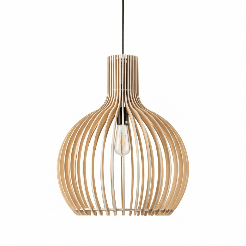 Bamboo Pendant Light | Rustic Wooden Cage E27 Ceiling Light Fixture Pendant Lights for modern home decor in White color