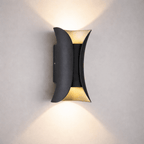 Black Outdoor Wall Light | Modern Curved Exterior Sconce | IP65 Aluminium Outdoor Lighting for modern home decor in Gold/Black color