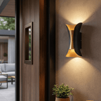 Black Outdoor Wall Light | Modern Curved Exterior Sconce | IP65 Aluminium Outdoor Lighting for modern home decor in Gold/Black color