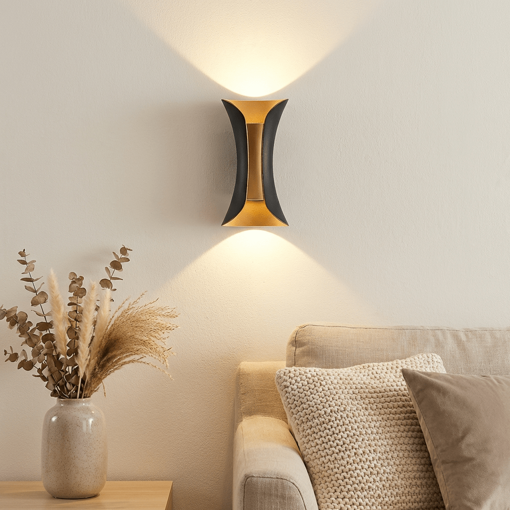 Black Outdoor Wall Light | Modern Curved Exterior Sconce | IP65 Aluminium Outdoor Lighting for modern home decor in Gold/Black color