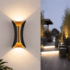 Black Outdoor Wall Light | Modern Curved Exterior Sconce | IP65 Aluminium Outdoor Lighting for modern home decor in Gold/Black color