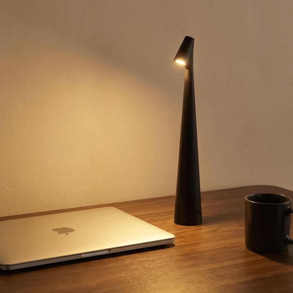 Cordless LED Table Lamp | Wireless Dimmable Aluminium Desk & Bedside Lamp Lamps for modern home decor in Black color