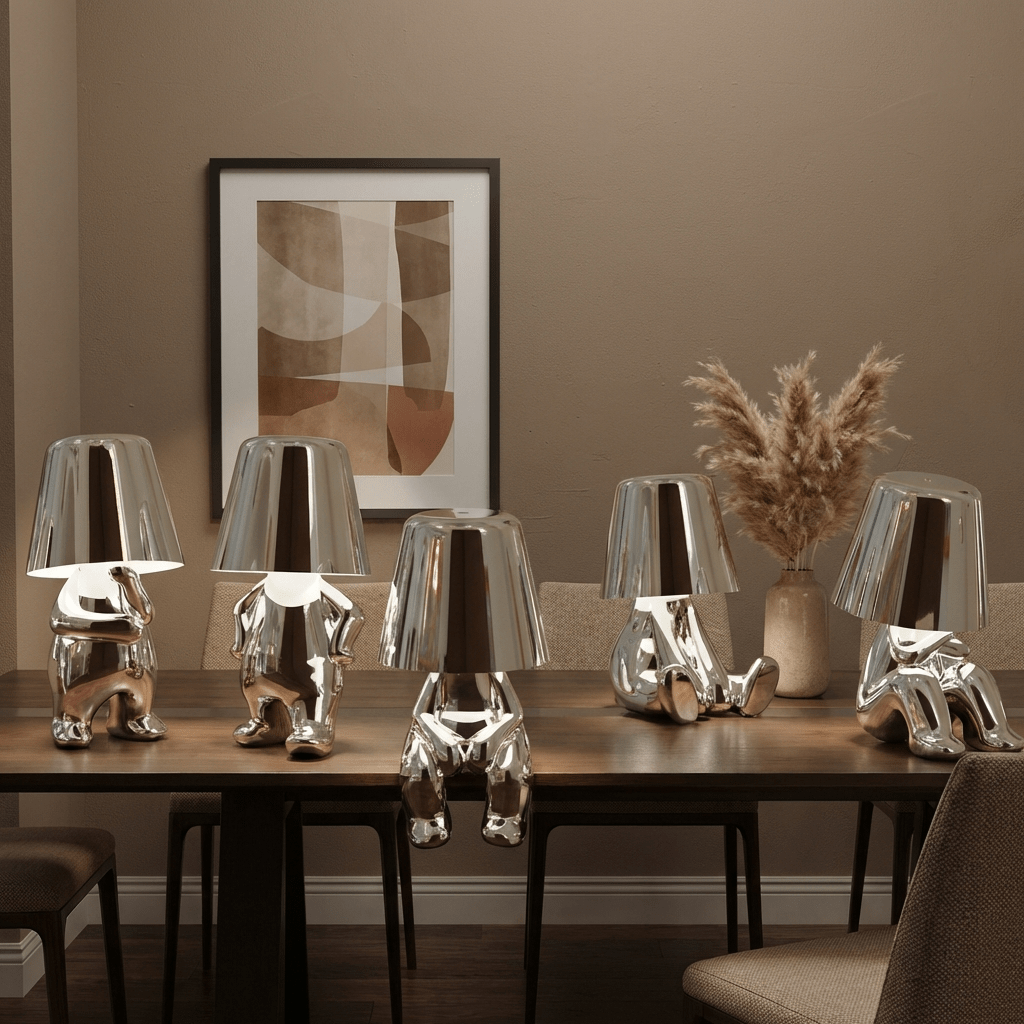 Cordless Table Lamp Character | Cordless Touch LED Accent Lamp for Bedroom and Living Room Lamps for modern home decor in Gold color