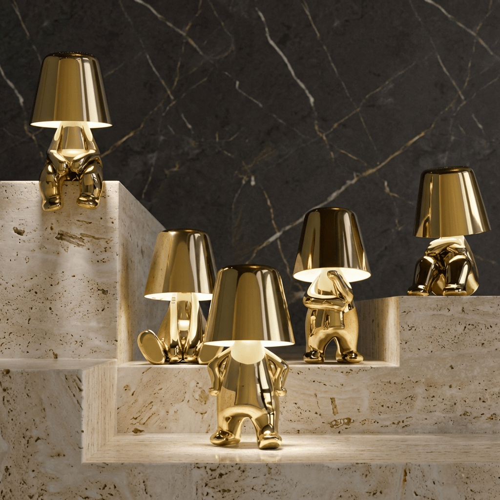 Cordless Table Lamp Character | Cordless Touch LED Accent Lamp for Bedroom and Living Room Lamps for modern home decor in Gold color