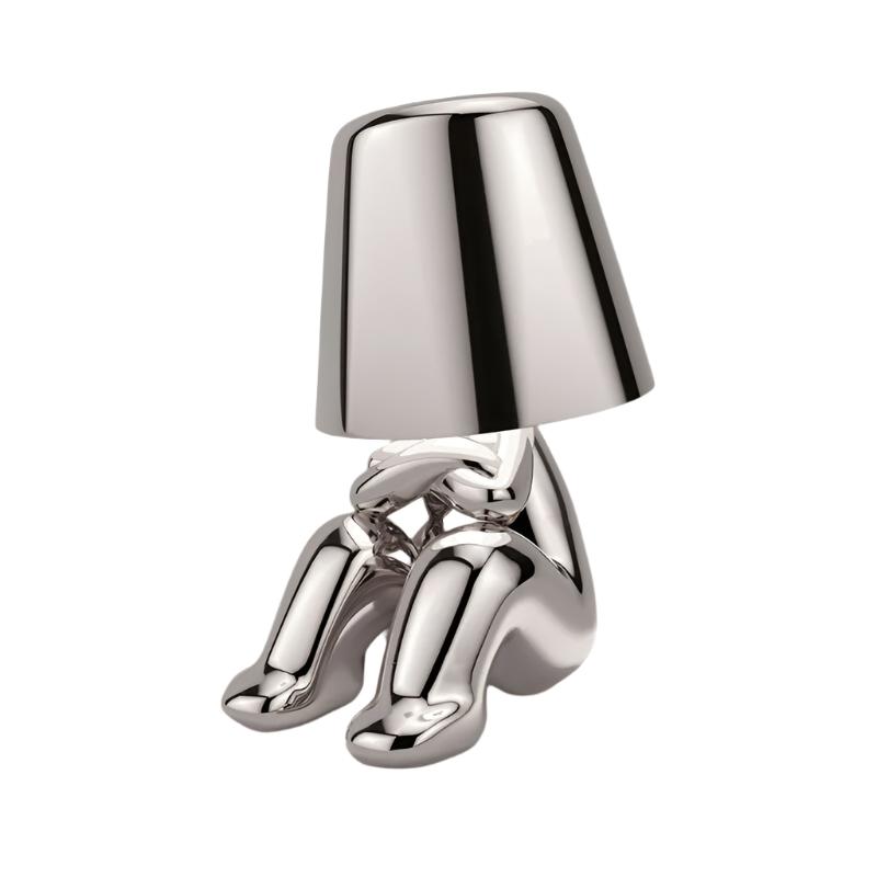 Cordless Table Lamp Character | Cordless Touch LED Accent Lamp for Bedroom and Living Room Lamps for modern home decor in Silver color
