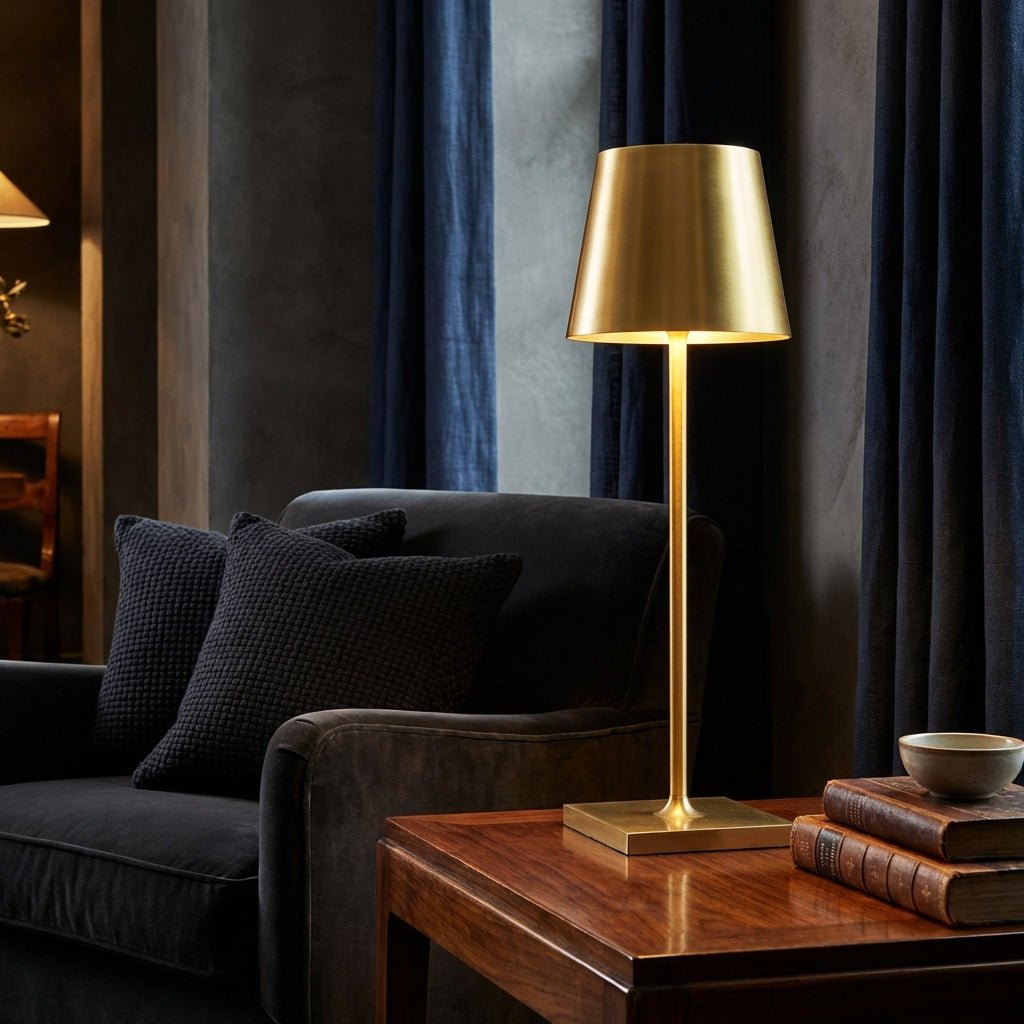 Cordless Table Lamp | Scandinavian Minimalist Aluminium LED Lamp with Touch Control Lamps for modern home decor in Black color