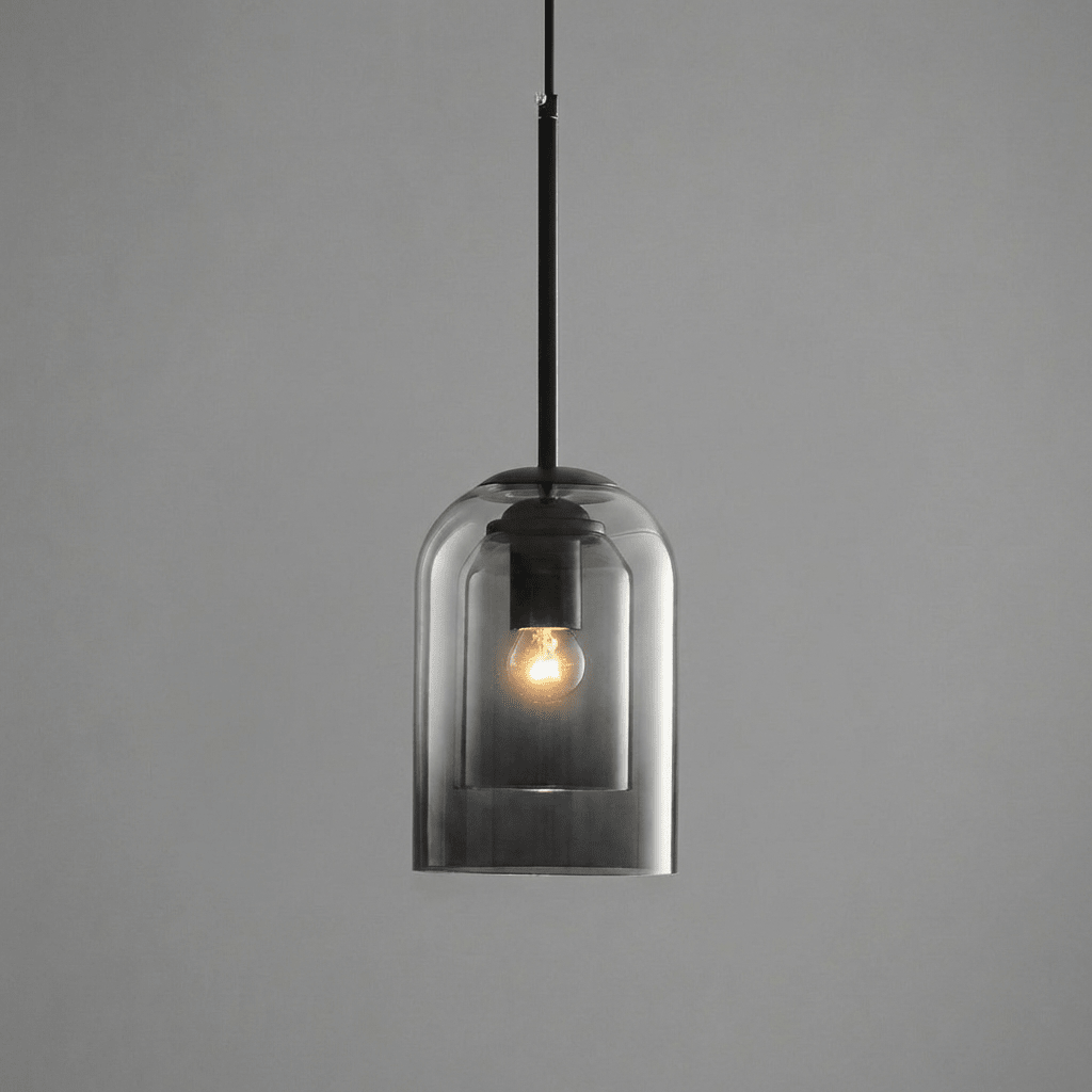 Double Glass Pendant Light | Modern Mid - Century Kitchen & Dining Hanging Light Lighting - Pendant Lights for modern home decor in Smoke Grey color