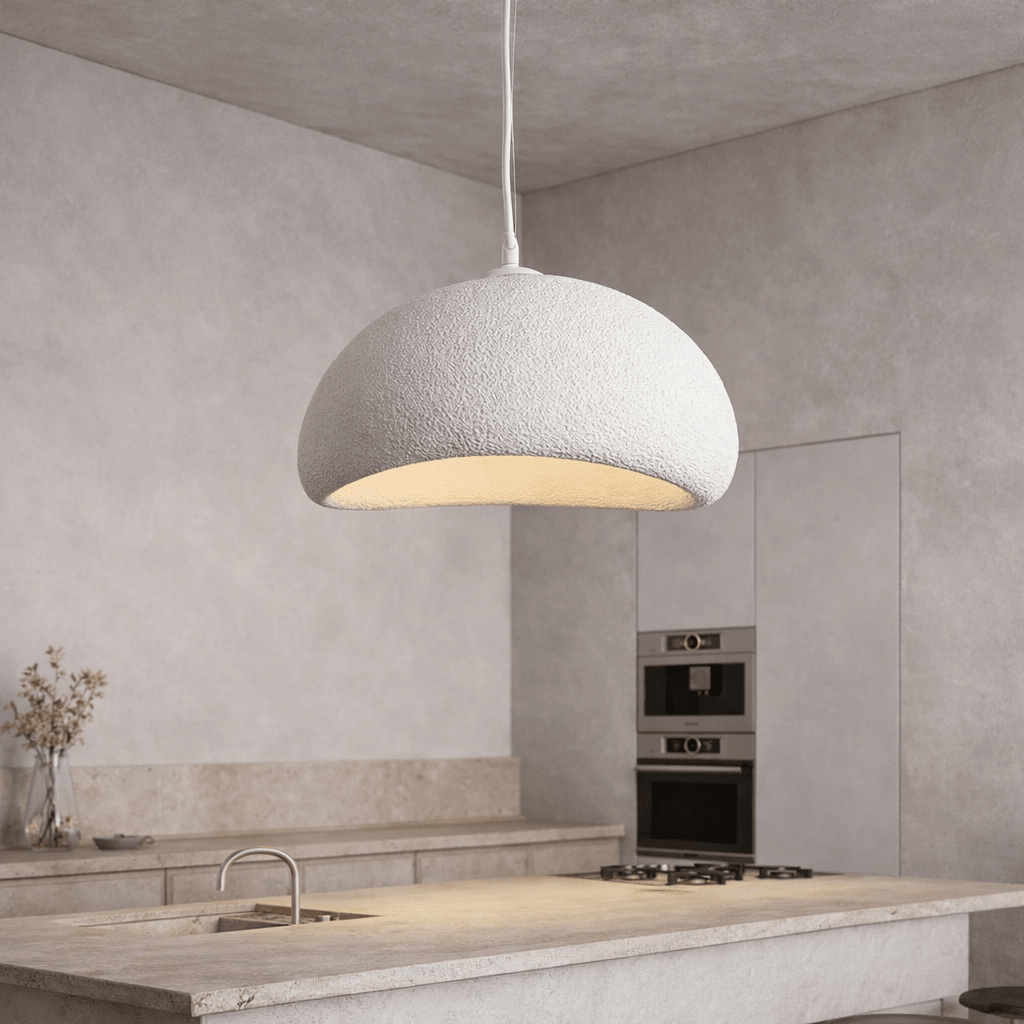 Fiberglass Pendant Light | Minimalist Wabi Sabi Design for Kitchen Lighting Lighting for modern home decor in White color