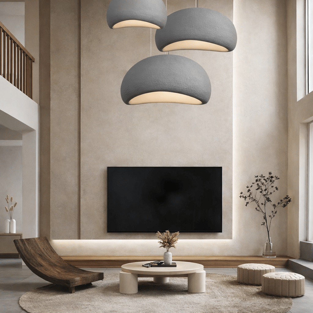 Fiberglass Pendant Light | Minimalist Wabi Sabi Design for Kitchen Lighting Lighting for modern home decor in White color