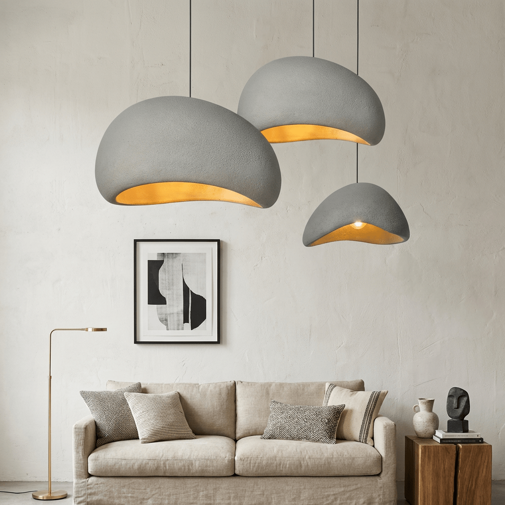 Fiberglass Pendant Light | Minimalist Wabi Sabi Design for Kitchen Lighting Lighting for modern home decor in White color