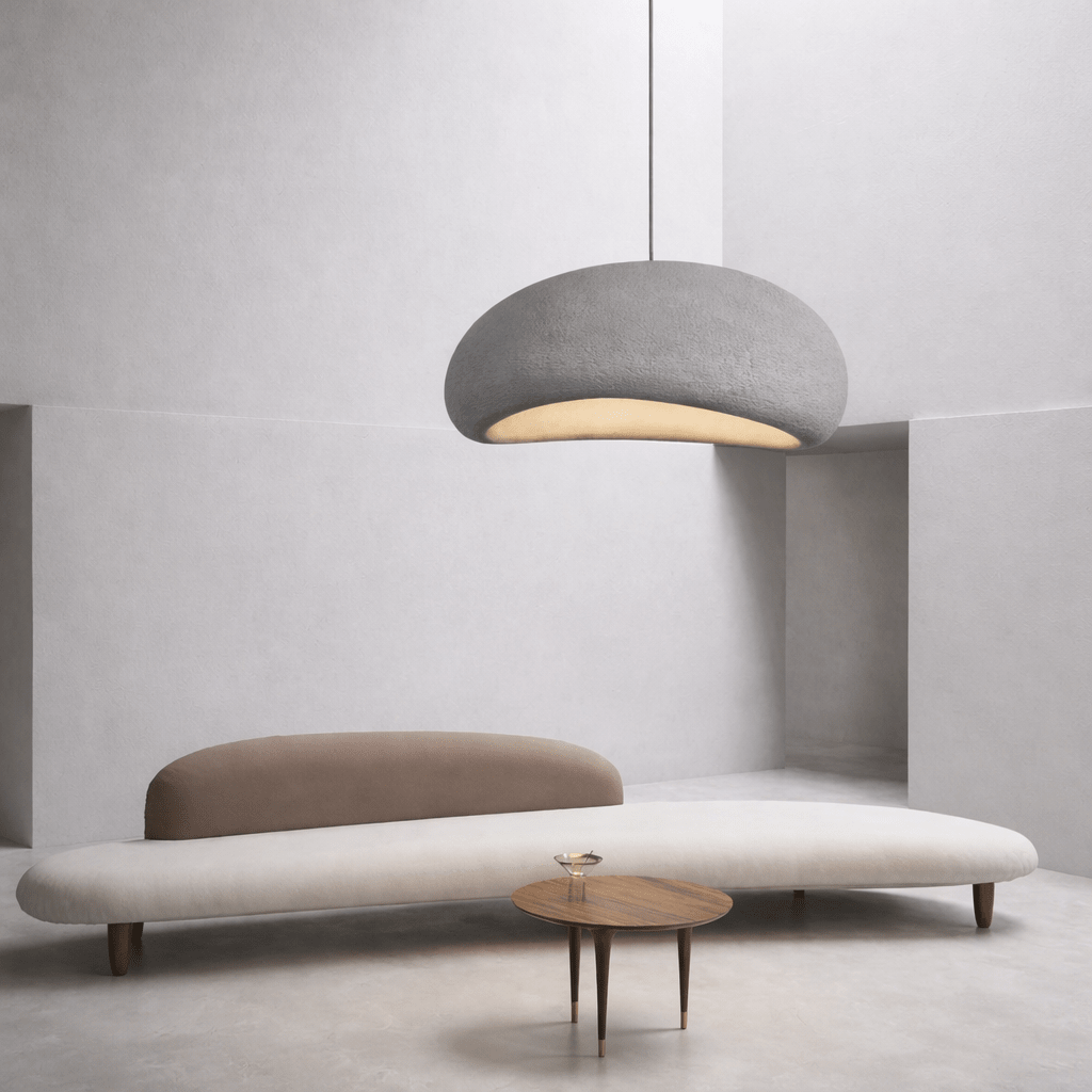 Fiberglass Pendant Light | Minimalist Wabi Sabi Design for Kitchen Lighting Lighting for modern home decor in White color