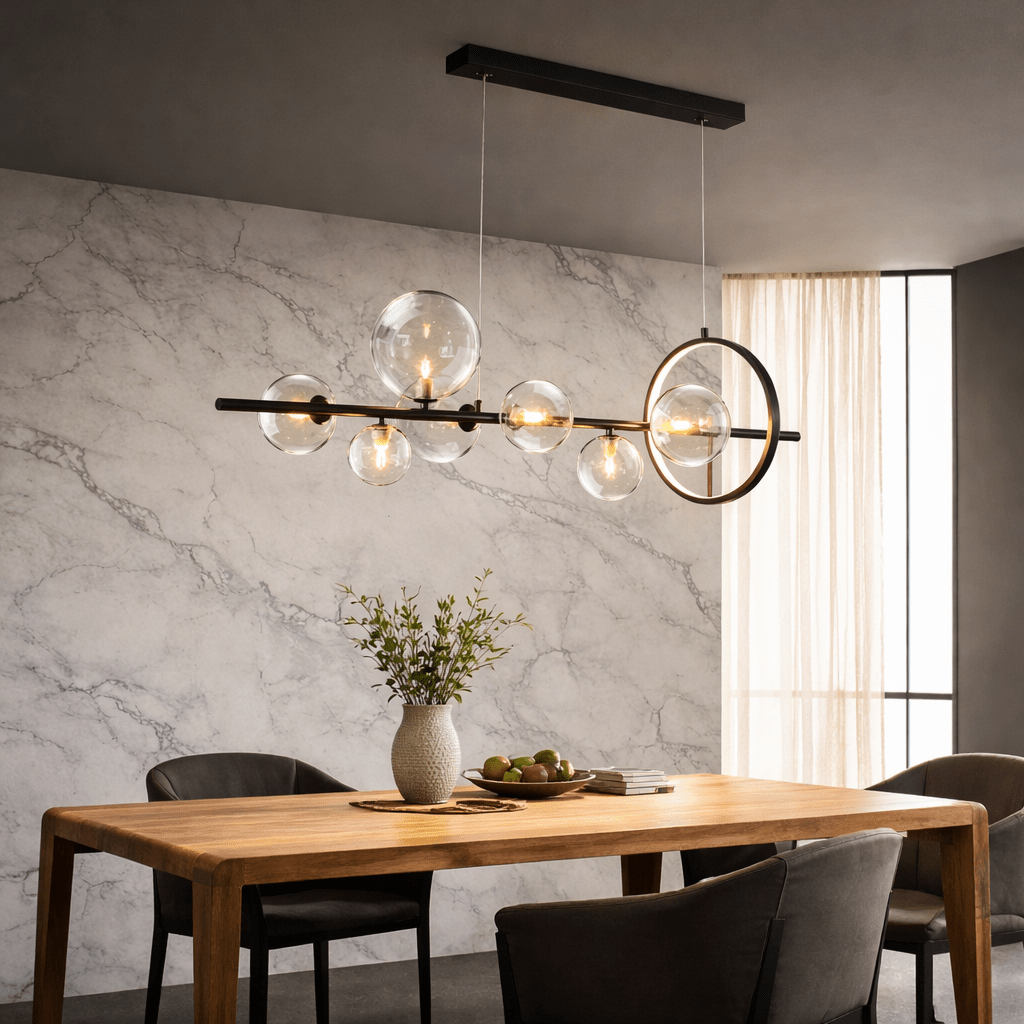 Glass Orbs Pendant Light | Industrial G9 Chandelier for Kitchen & Dining Pendant Lights for modern home decor in 90cm color