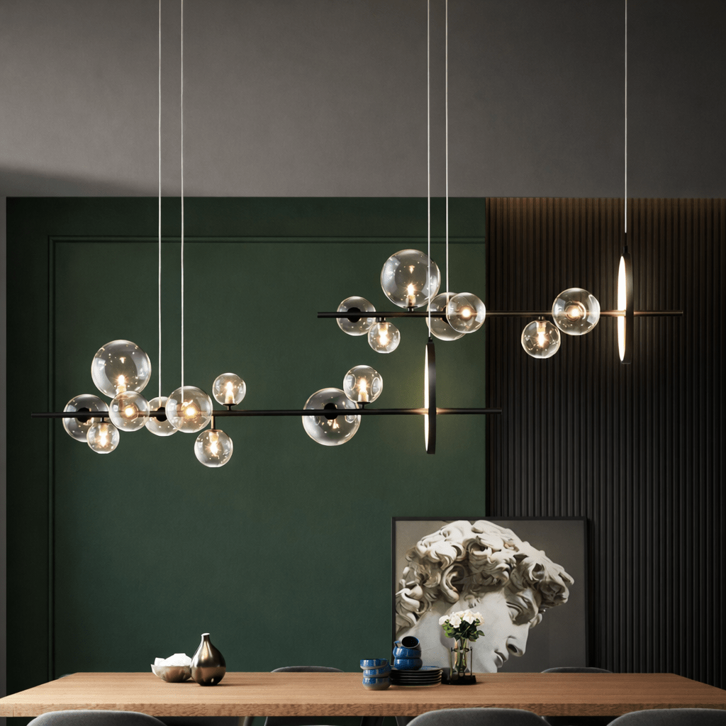 Glass Orbs Pendant Light | Industrial G9 Chandelier for Kitchen & Dining Pendant Lights for modern home decor in 90cm color