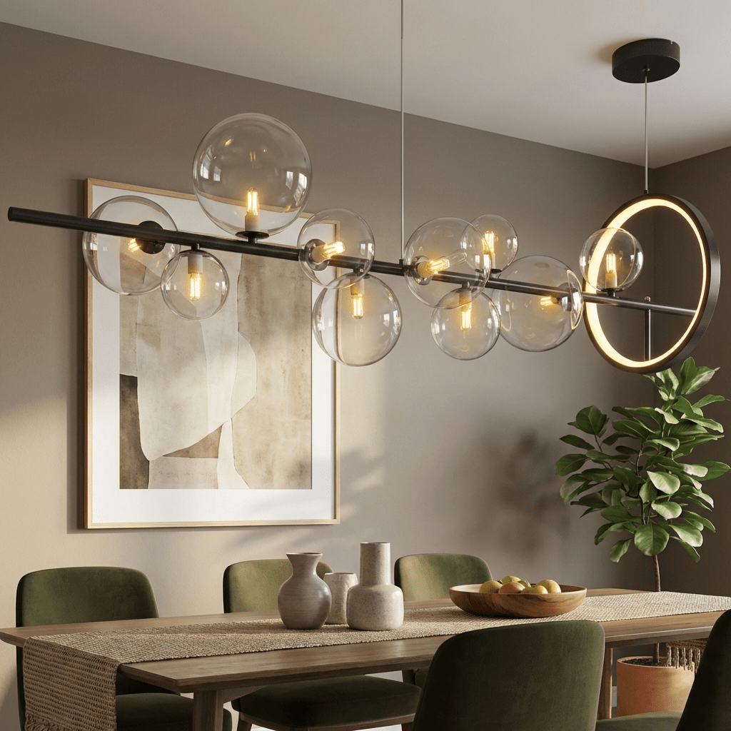 Glass Orbs Pendant Light | Industrial G9 Chandelier for Kitchen & Dining Pendant Lights for modern home decor in 90cm color