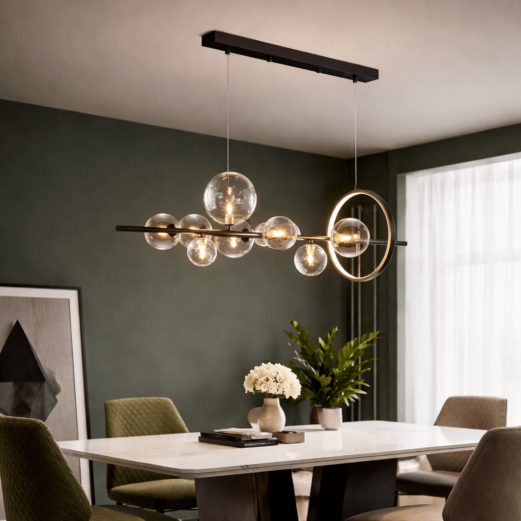 Glass Orbs Pendant Light | Industrial G9 Chandelier for Kitchen & Dining Pendant Lights for modern home decor in 90cm color