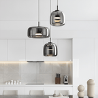 Glass Pendant Light | Hand - Blown Smoke Gray Fixture for Kitchen Island Lighting Lighting for modern home decor in Amber color