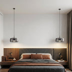 Glass Pendant Light | Hand - Blown Smoke Gray Fixture for Kitchen Island Lighting Lighting for modern home decor in Amber color