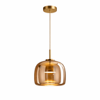 Glass Pendant Light | Hand - Blown Smoke Gray Fixture for Kitchen Island Lighting Lighting for modern home decor in Amber color