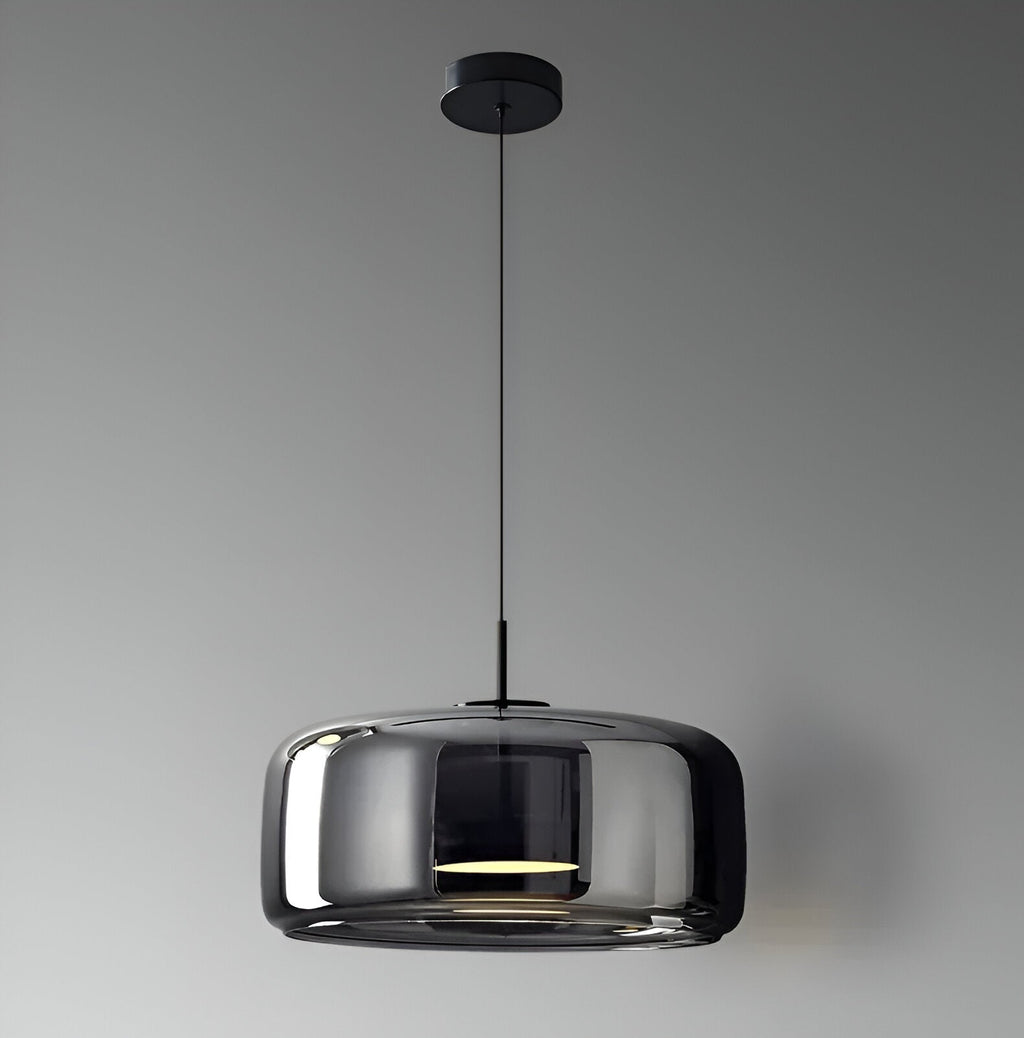 Glass Pendant Light | Hand - Blown Smoke Gray Fixture for Kitchen Island Lighting Lighting for modern home decor in Amber color