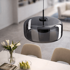 Glass Pendant Light | Hand - Blown Smoke Gray Fixture for Kitchen Island Lighting Lighting for modern home decor in Amber color