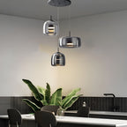 Glass Pendant Light | Hand - Blown Smoke Gray Fixture for Kitchen Island Lighting Lighting for modern home decor in Amber color