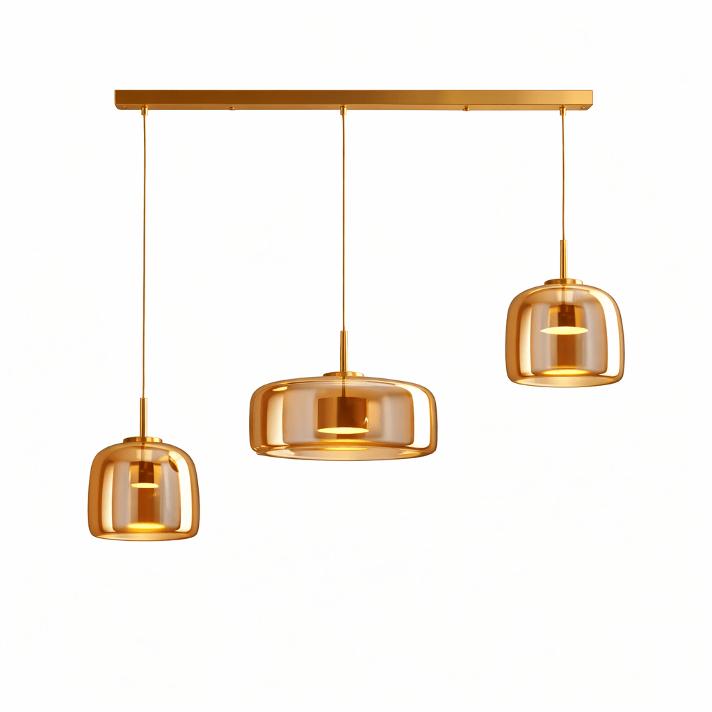 Glass Pendant Light | Hand - Blown Smoke Gray Fixture for Kitchen Island Lighting Lighting for modern home decor in Amber color