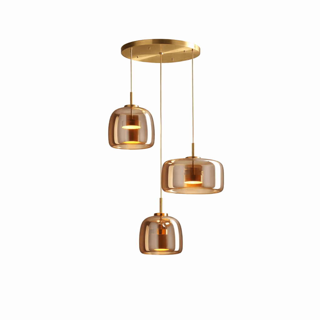 Glass Pendant Light | Hand - Blown Smoke Gray Fixture for Kitchen Island Lighting Lighting for modern home decor in Amber color