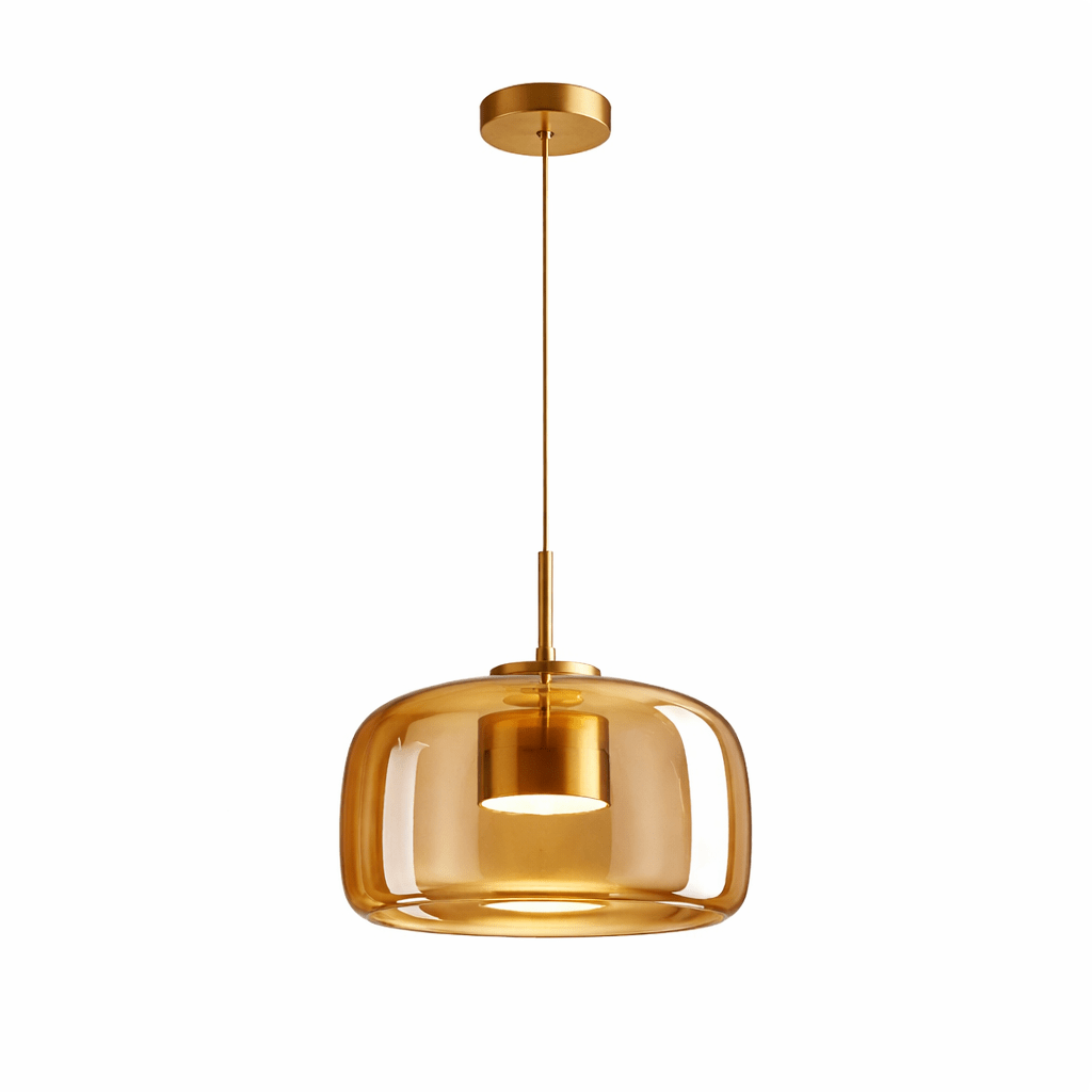 Glass Pendant Light | Hand - Blown Smoke Gray Fixture for Kitchen Island Lighting Lighting for modern home decor in Amber color