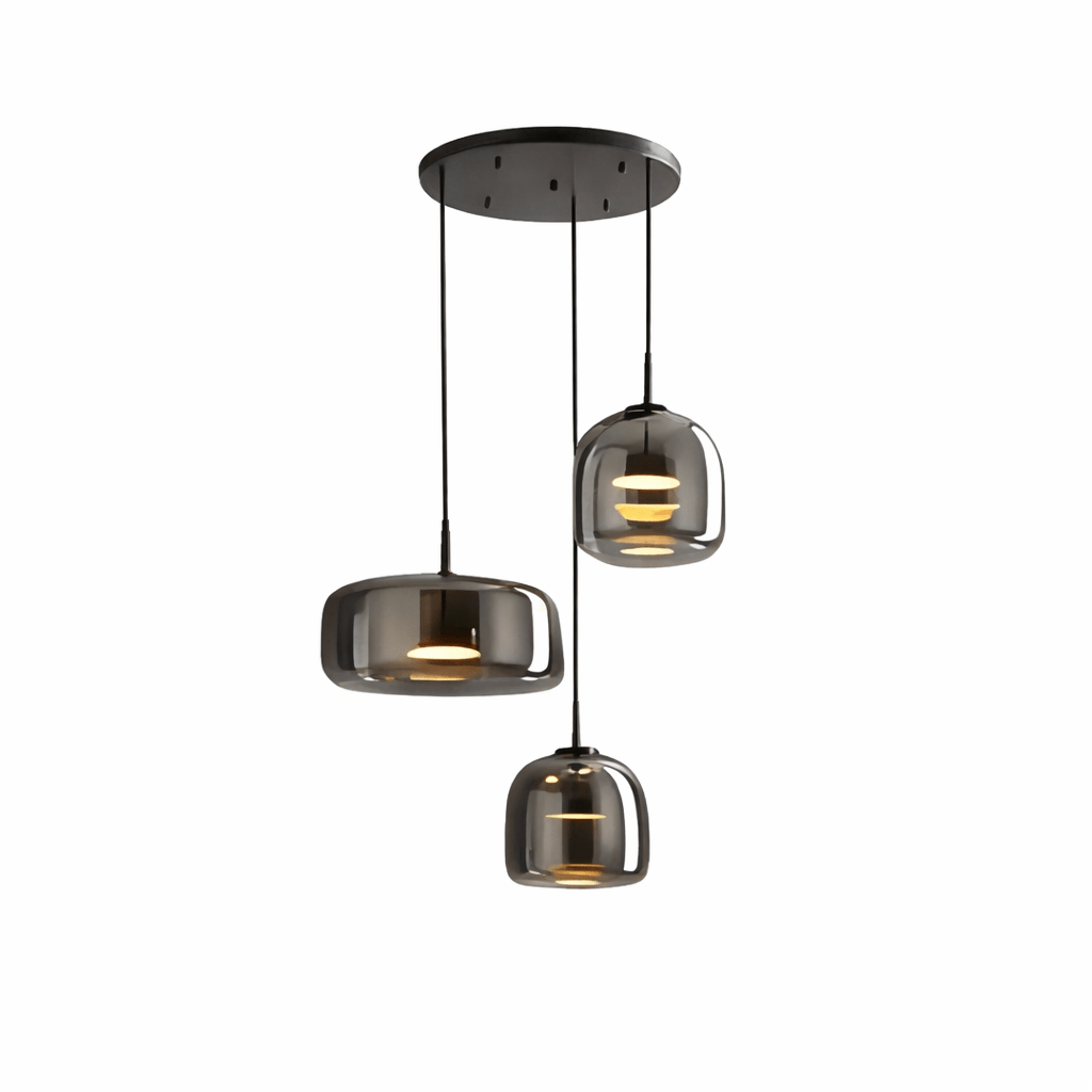 Glass Pendant Light | Hand - Blown Smoke Gray Fixture for Kitchen Island Lighting Lighting for modern home decor in Smoked Grey color