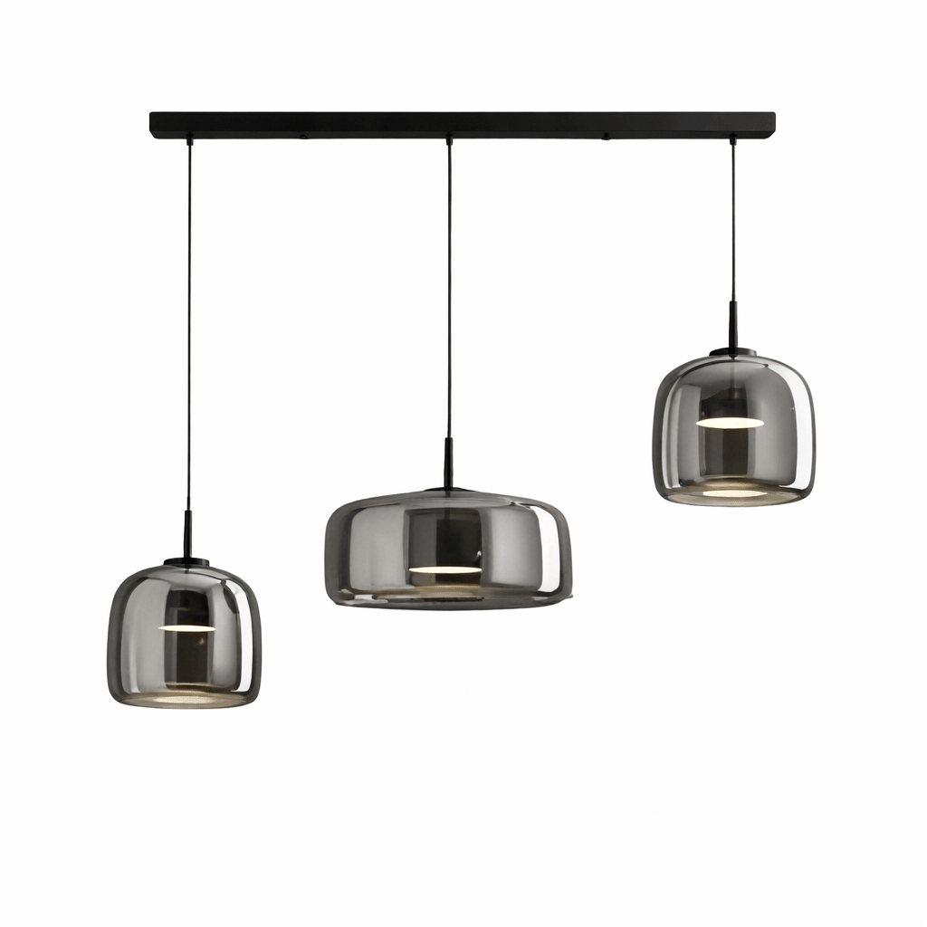 Glass Pendant Light | Hand - Blown Smoke Gray Fixture for Kitchen Island Lighting Lighting for modern home decor in Smoked Grey color