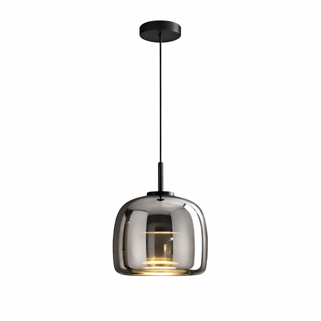 Glass Pendant Light | Hand - Blown Smoke Gray Fixture for Kitchen Island Lighting Lighting for modern home decor in Smoked Grey color