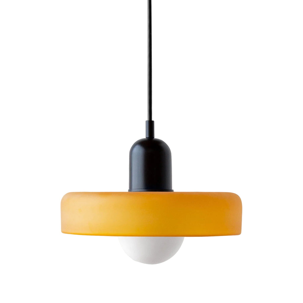Glass Pendant Light | Modern Brushed Metal Adjustable Kitchen Hanging Fixture Pendant Lights for modern home decor in Orange Glass color
