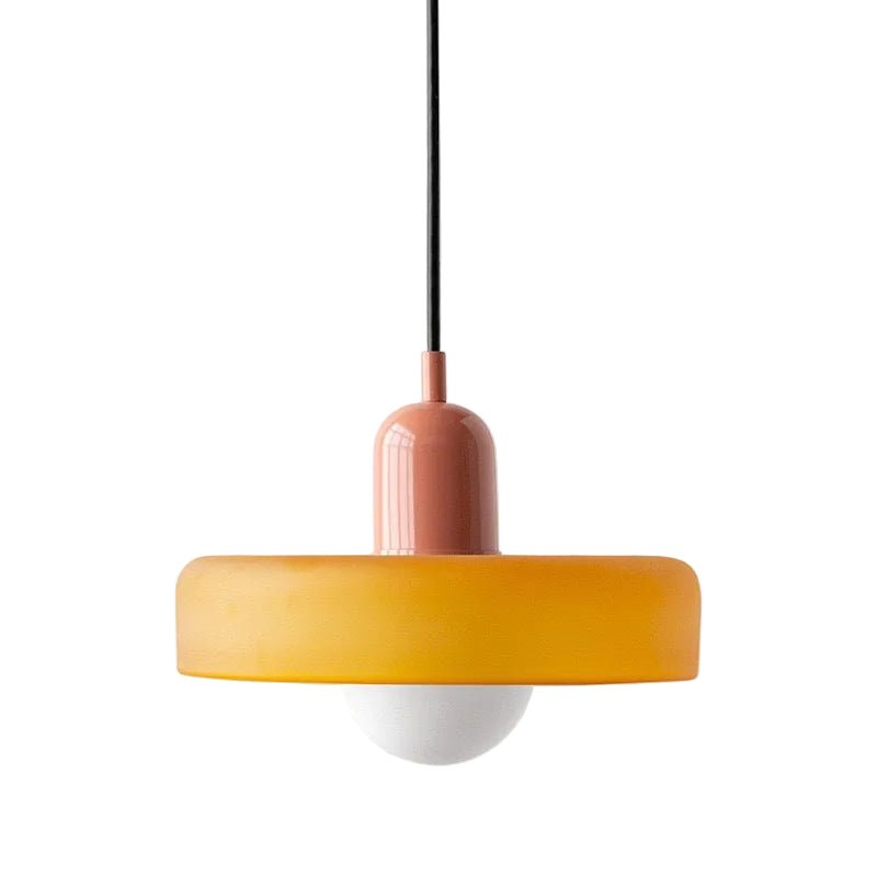 Glass Pendant Light | Modern Brushed Metal Adjustable Kitchen Hanging Fixture Pendant Lights for modern home decor in Orange Glass color